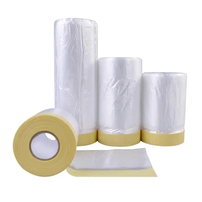 Le HDPE a pré attaché du ruban adhésif à l'utilisation protectrice extérieure d'intérieur de masquage de peinture de feuille de plastique de film