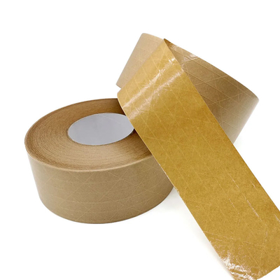 Bande de emballage de papier auto-adhésive de Flatback renforcée par fibre de verre Papier d'emballage de bande d'emballage de Brown