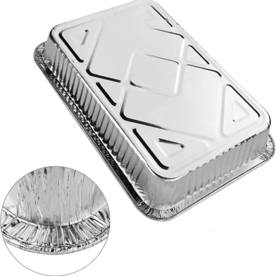 Couvercle oblong jetable peu profond résistant de Pan With d'aluminium de conteneurs de nourriture de papier d'aluminium