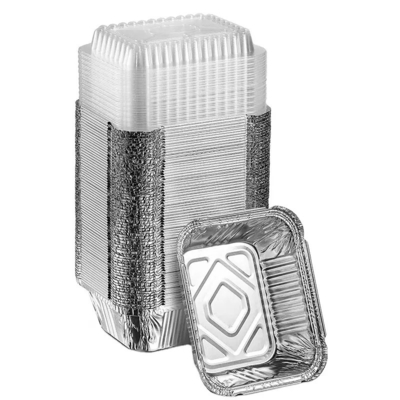 Boîte à emporter en aluminium oblongue à nourriture de conteneurs de 1 livre 450ml avec le couvercle