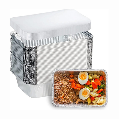 Conteneurs jetables de l'aluminium F4 83185 avec l'aluminium en aluminium de gâteau de rectangle des couvercles 1750ml