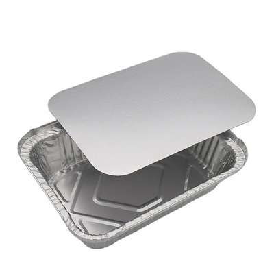 Conteneurs jetables de l'aluminium F4 83185 avec l'aluminium en aluminium de gâteau de rectangle des couvercles 1750ml