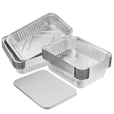 Conteneurs jetables de l'aluminium F4 83185 avec l'aluminium en aluminium de gâteau de rectangle des couvercles 1750ml